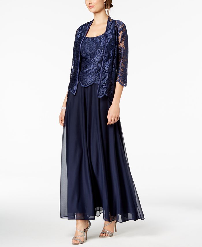 Alex Evenings A-Line Gown & Embroidered Jacket - Macy's