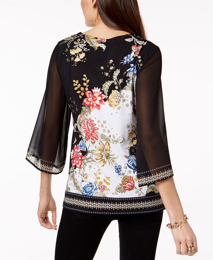 JM Collection Embellished Chiffon Tunic, Created for Macy's - Macy's