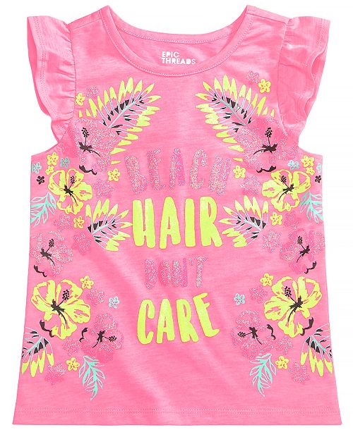Girls Graphic Print T-shirt | Cotton T-shirt for 2-10 Years | Puff Print T-shirt