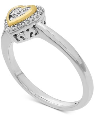 Diamond Heart Ring in 14k Gold over Sterling Silver (1/10 ct. t.w.)