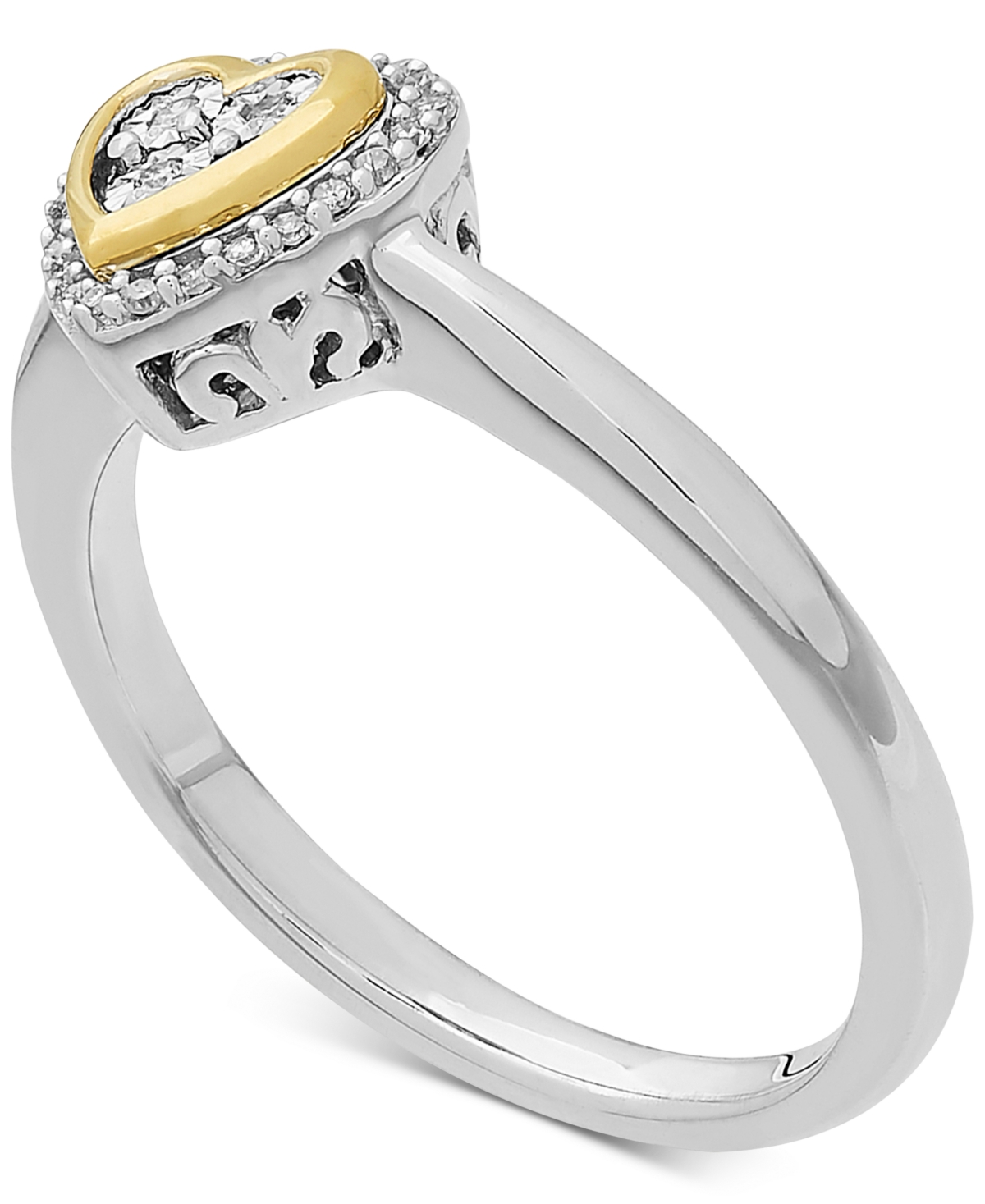 Diamond Heart Ring in 14k Gold over(1/10 ct. t.w.) - Sterling Silver/Gold