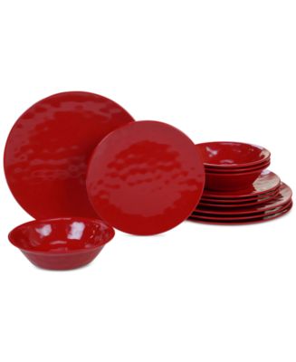 Certified International Red Melamine 12-Pc. Dinnerware Set, Service for ...