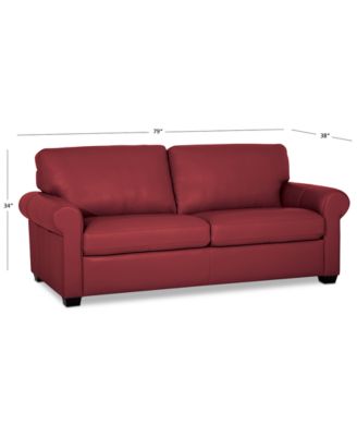 Orid 77" Leather Roll Arm Apartment Sofa