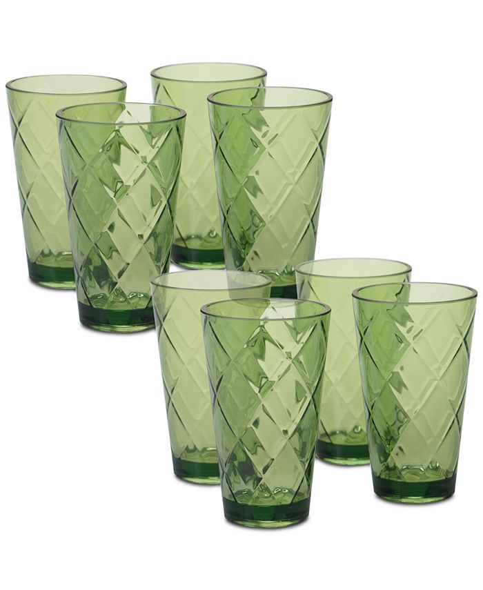 Certified International - Green Diamond Acrylic 8-Pc. Iced Tea Glass Set