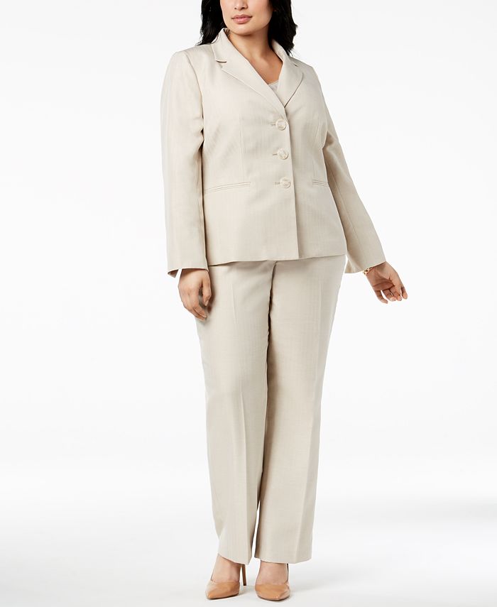Le Suit Plus Size Striped Pantsuit - Macy's