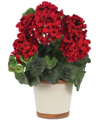 Nearly Natural - Geranium Silk Plant with Vase