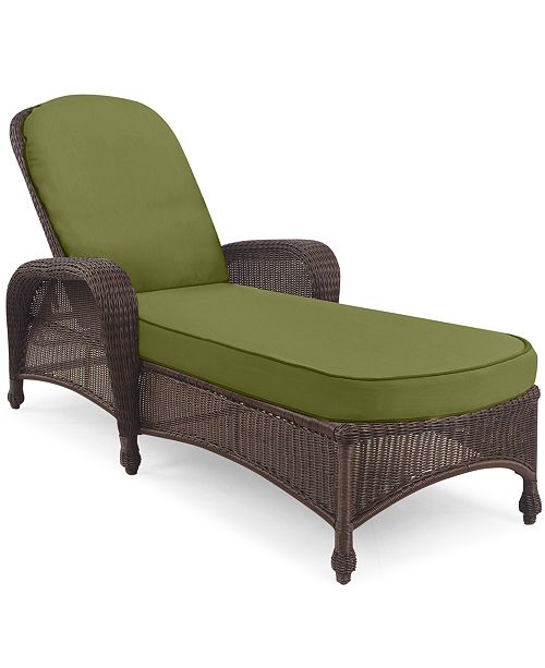 Furniture Monterey Wicker Outdoor Chaise Lounge with Custom Sunbrella