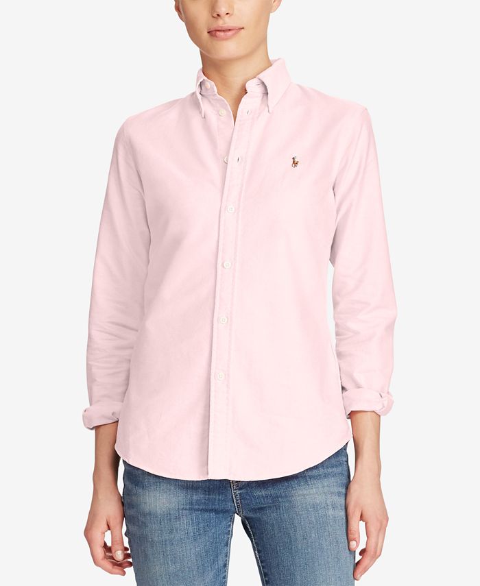 Polo Ralph Lauren Slim Fit Long-Sleeve Oxford Shirt & Reviews - Tops - Women  - Macy's