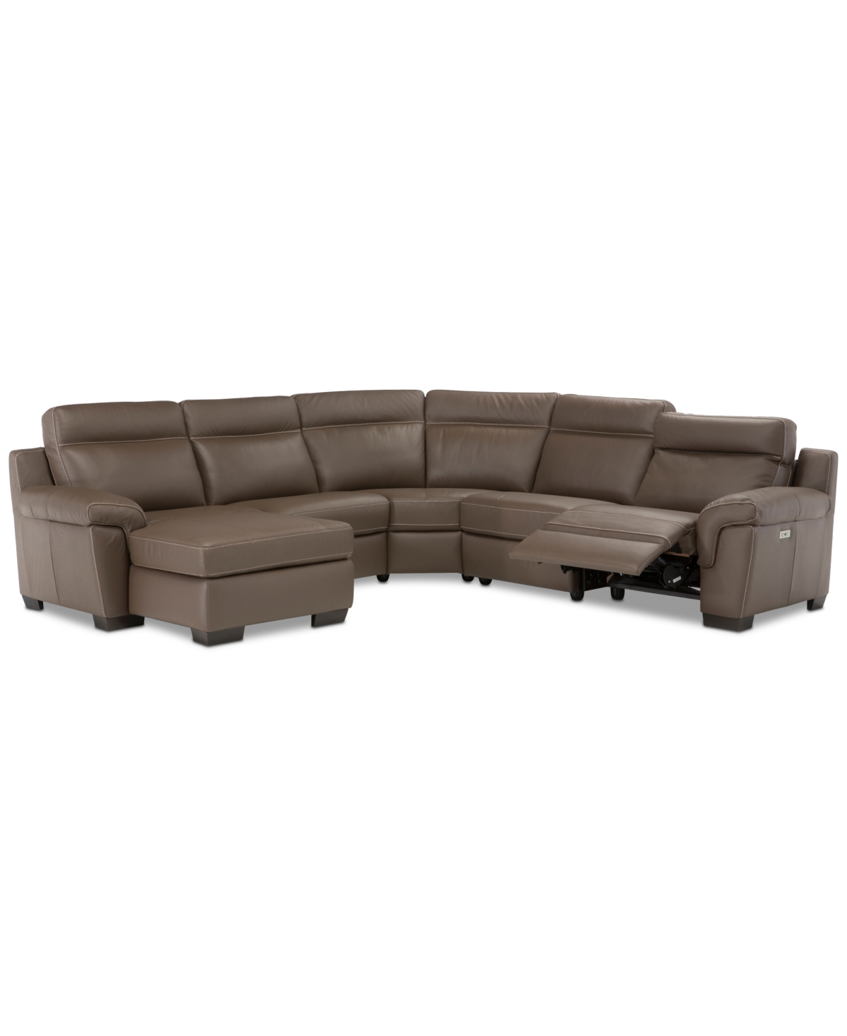 Julius Ii 5-Pc. Leather Chaise Sectional Sofa With 1 Power Recliner, Power Headrest & Usb Power Outlet, Created for Macy's