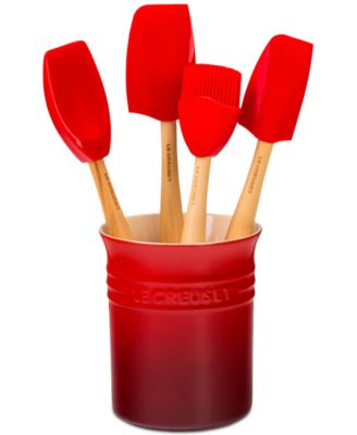 5 Piece Utensil Set with Stoneware Utensil Crock