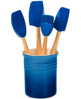 5 Piece Utensil Set with Stoneware Utensil Crock