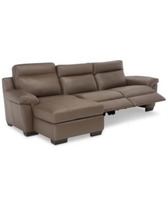 Furniture - Leather Sectional Sofa With 2 Power Recliners, Power Headrests, Chaise And USB Power Outlet