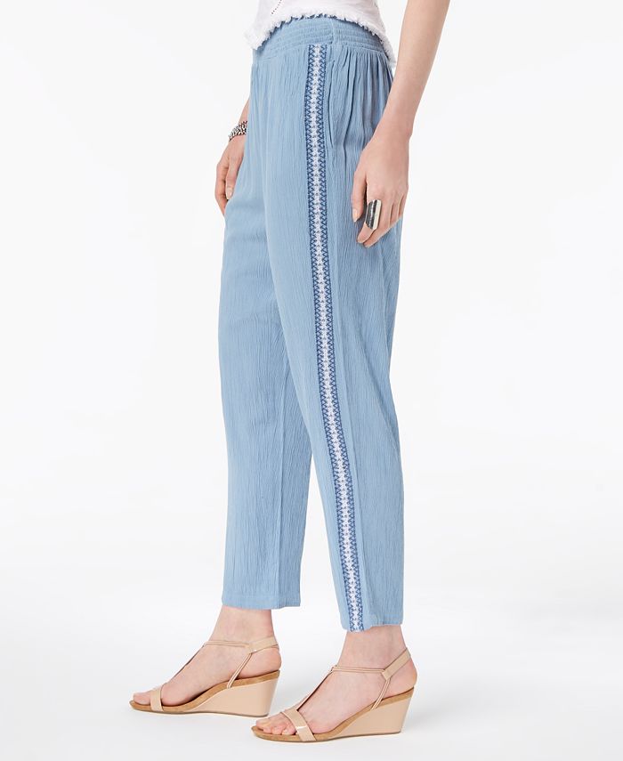 Style & Co Crochet-Trim Pull-On Pants, Created for Macy's - Macy's