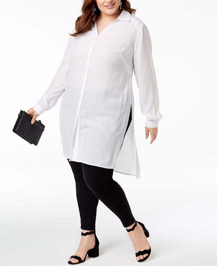 INC International Concepts Plus Size Long Linen Tunic Shirt, Created for  Macy's & Reviews - Tops - Plus Sizes - Macy's