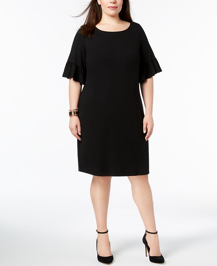 Charter Club Plus Size Ruffle-Sleeve Shift Dress, Created for Macy's ...