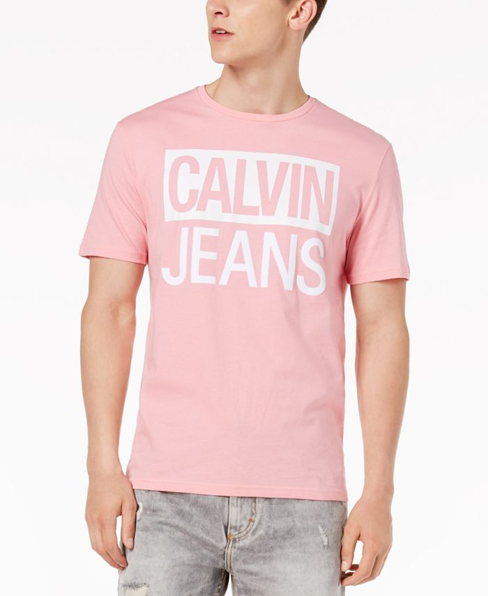 Calvin Klein Jeans Men's Flocked Logo Cotton T-Shirt & Reviews - T ...