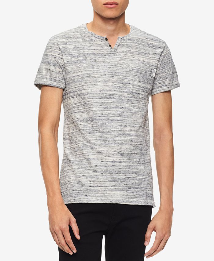 Calvin Klein Jeans Men's Heathered Split-Neck T-Shirt - Macy's