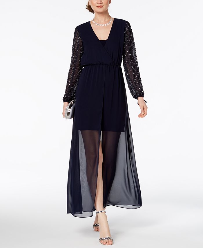 Betsy & Adam Petite Embellished A-Line Gown - Macy's