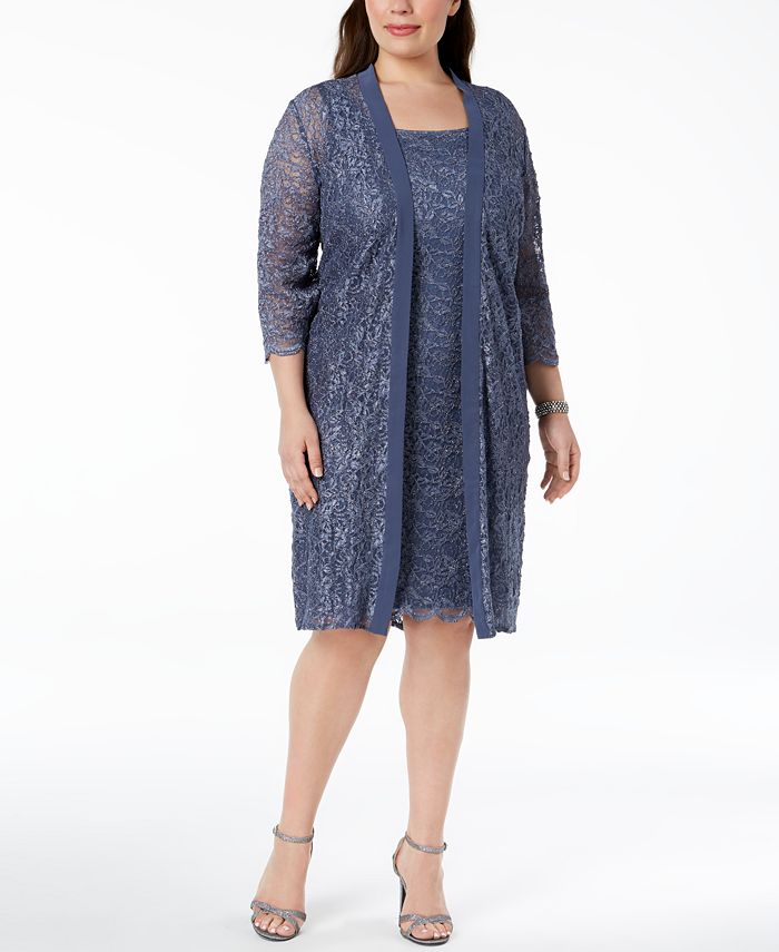 Alex Evenings Plus Size Glitter Lace Dress Duster Jacket Macy s