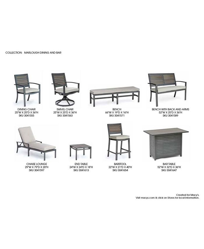 Furniture Marlough II Aluminum Outdoor Bar Table, Created for Macy's
