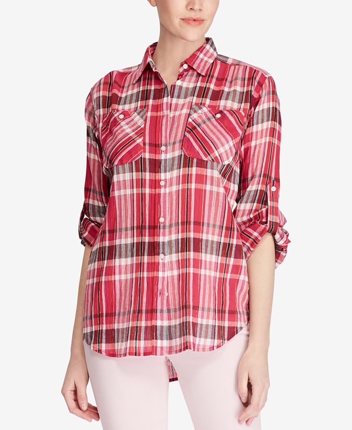 Lauren Ralph Lauren Petite Plaid Cotton Shirt - Macy's