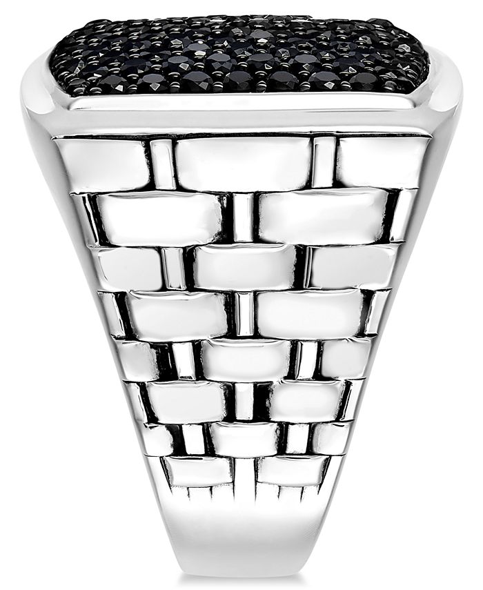 Macy's Men's Sterling Silver Ring, Black Sapphire Square (2 ct. t.w ...