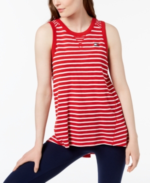 TOMMY HILFIGER STRIPED HIGH-LOW TANK TOP, CREATED FOR MACY'S