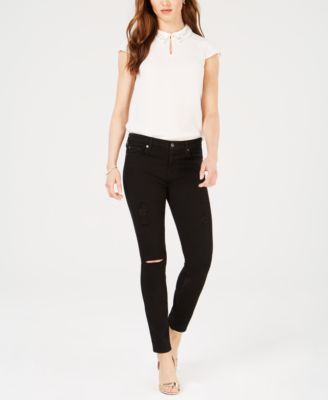 7 for all mankind black ripped jeans