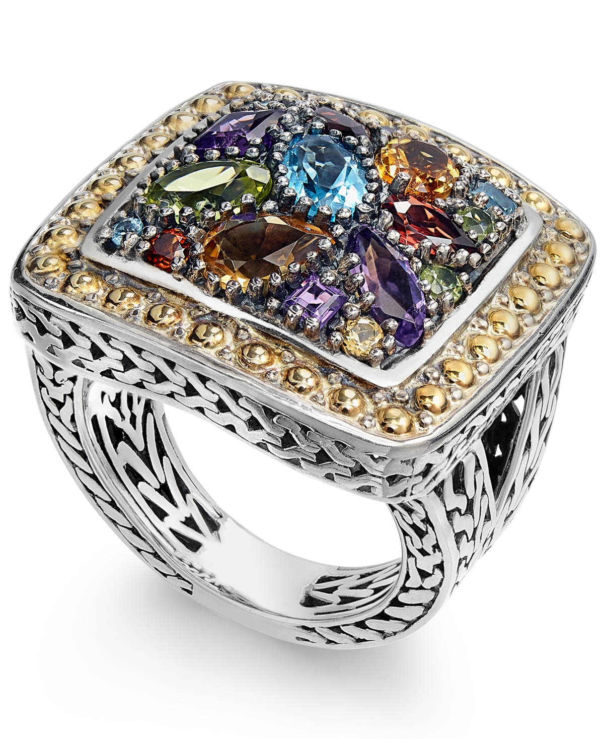 Balissima by Effy Multi-Stone Ring in 18kand Sterling Silver (3-1/4 ct. t.w.) - Yellow Gold/Sterling Silver