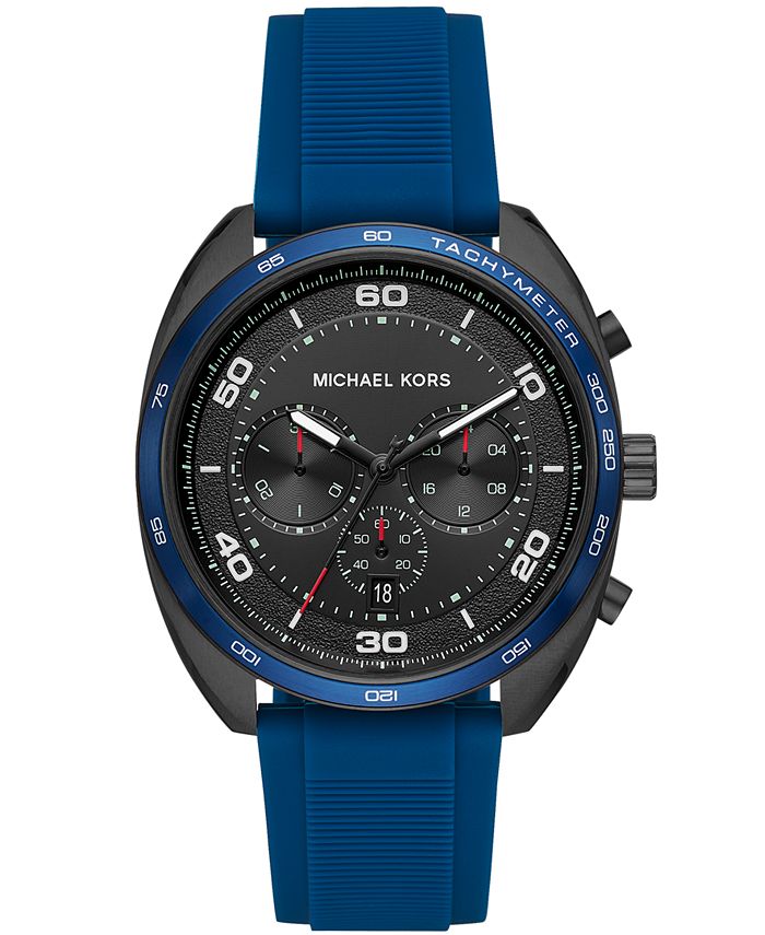 Michael Kors Men s Chronograph Dane Blue Silicone Strap Watch 43mm