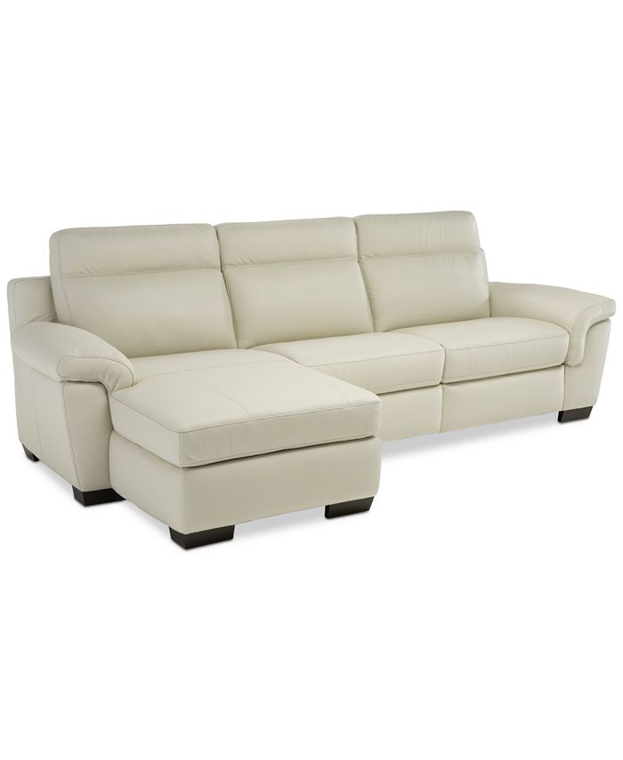 Furniture - Leather Sectional Sofa With 2 Power Recliners, Power Headrests, Chaise And USB Power Outlet