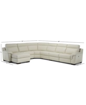 CLOSEOUT! Julius II 6-Pc. Leather Chaise Sectional Sofa With 1 Power Recliner, Power Headrest & USB Power Outlet