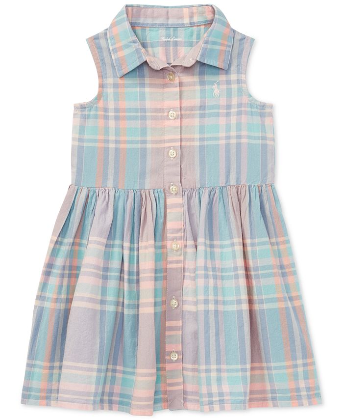 Polo Ralph Lauren Baby Girls Cotton Madras Shirtdress - Macy's