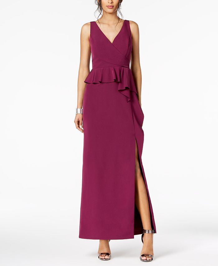 vince camuto ruffled gown