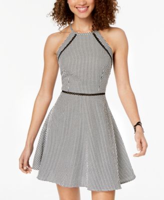 gingham fit and flare dress