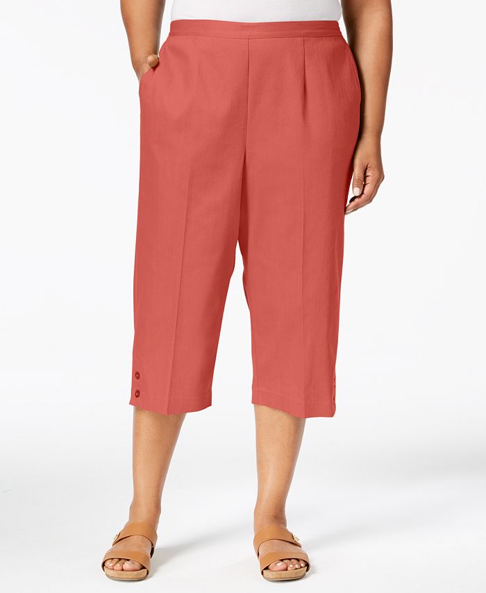 Alfred Dunner Plus Size Parrot Cay Button-Cuff Capri Pants - Macy's