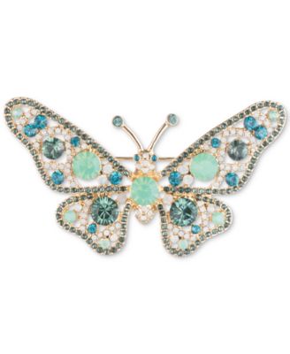 Anne Klein - Gold-Tone Pav&eacute; & Stone Butterfly Pin