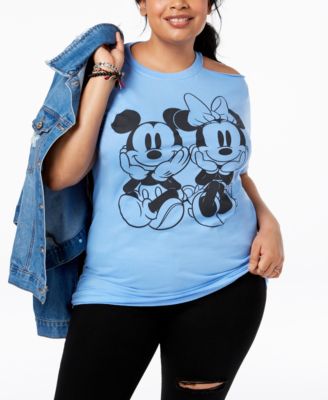Disney - Plus Size Mickey & Minnie Mouse Cold-Shoulder T-Shirt