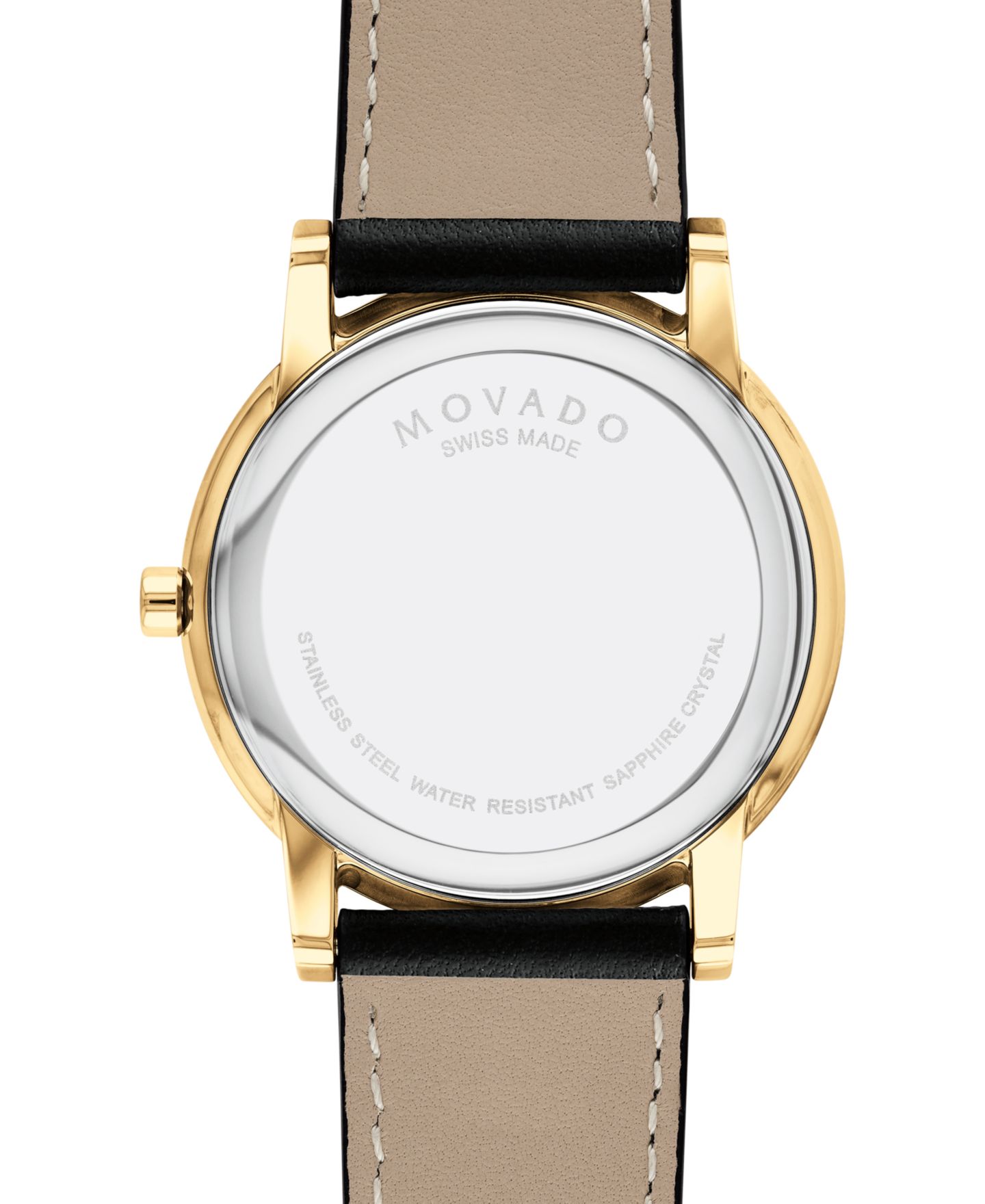 Мужские часы Movado Swiss Museum Classic Black Leather Strap Watch 40mm, цвет: Чёрный / Золотой чёрный — фото 4