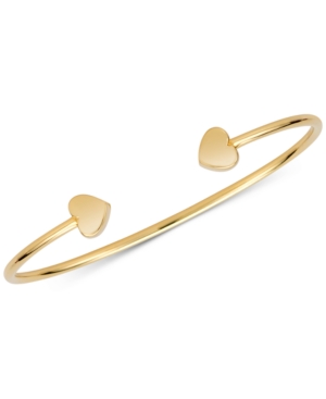 Shop Sarah Chloe Polished Heart Cuff Bangle Bracelet In Gold Over Silver