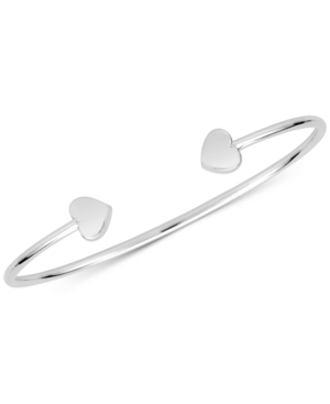 Shop Sarah Chloe Polished Heart Cuff Bangle Bracelet In Sterling Silver