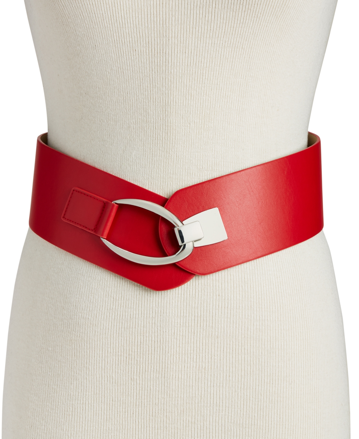 I.n.c. International Concepts Interlocking-hook Stretch Belt, Created For Macy's In Red