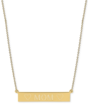 Shop Sarah Chloe Engraved Mom Bar Necklace In 14k Gold-over Silver, 16" + 2" Extender (also Available In Sterling Sil In Gold Over Silver