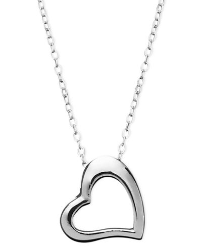 Giani Bernini Sterling Silver Necklace, Small Open Cut Heart Pendant ...
