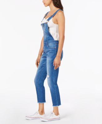 Dollhouse Juniors' Ripped Skinny Overalls