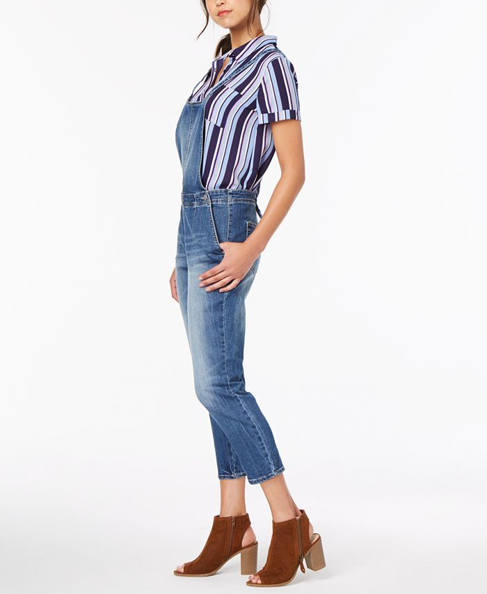 Dollhouse Juniors' Cropped Denim Overalls Macy's