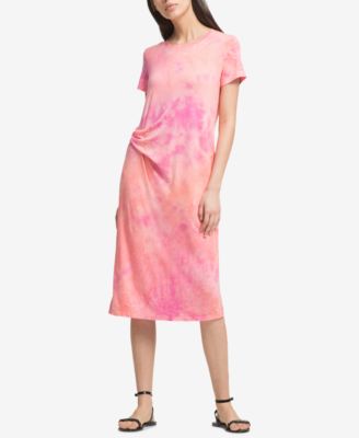 DKNY - Gathered Tie-Dye T-Shirt Dress