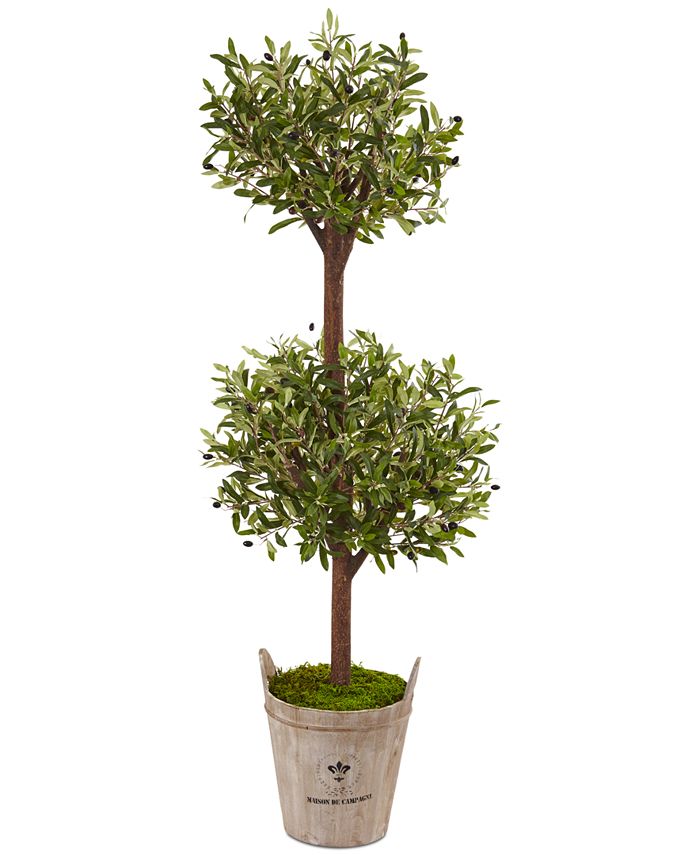 Nearly Natural - 5' Olive Artificial Tree in Farmhouse Planter