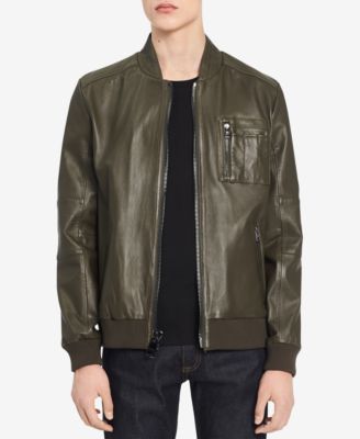 Calvin Klein - Men's Leather Bomber Jacket