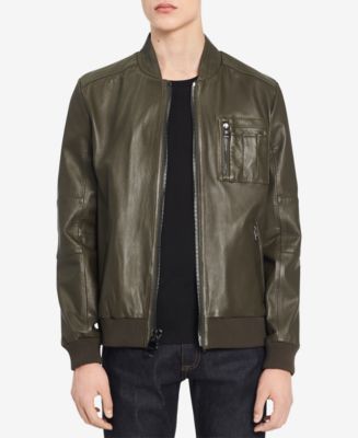 Calvin Klein Men s Leather Bomber Jacket Macy s